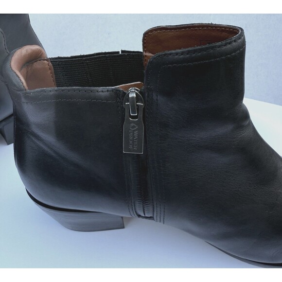 Vionic Bethany Black Leather Waterproof Ankle Booties Boots Size 9M Side Zip Up - Picture 6 of 11